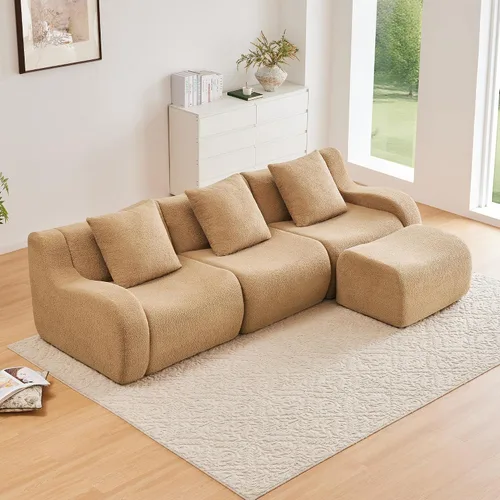 Vista 30 de Boneless Cloud - Sofá modular modular de 82.7 pulgadas, cómodo sofá biplaza de tela de peluche, sofás seccionales de asiento profundo para sala