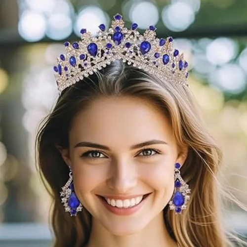 Vista 5 de Kamirola - Corona de reina y tiara corona de princesa para mujeres y niñas, diademas de cristal para novias, disfraces góticos de Halloween