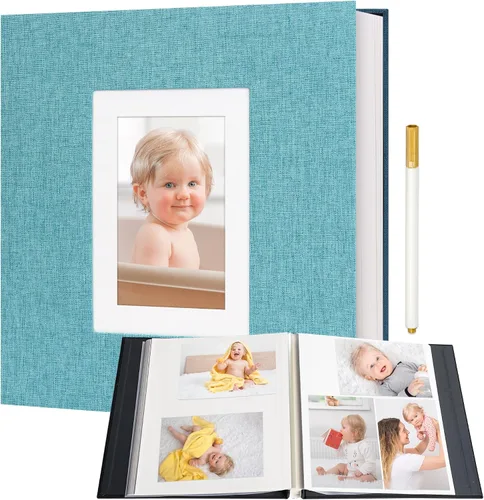 Vista 8 de Vienrose Álbum de fotos autoadhesivo para fotos de 2 x 3, 4 x 6, 5 x 7, 8 x 10 pulgadas, 40 páginas en blanco, cubierta de lino, libro de recuerdos