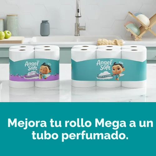 Vista 6 de Angel Soft Papel higiénico, 4 mega rollos = 16 rollos regulares, suave y resistente