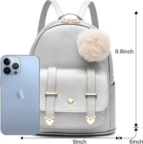 Vista 2 de Linda mochila pequeña para niñas, bolsas escolares de moda de piel sintética, mochila casual para adolescentes y mujeres, Lindo