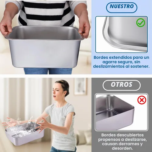 Vista 3 de MEWTOGO 2 cuencos extra grandes de acero inoxidable de grado alimenticio