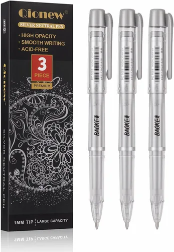 Vista 10 de Qionew Bolígrafos de gel blancos, 1mm, 0.7mm de punta fina con tinta opacas blancas archivables para dibujo en papel negro, resaltado artístico