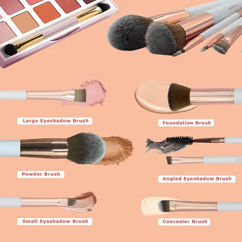 Vista 2 de Simnice Juego de brochas de maquillaje profesional — 6 brochas de maquillaje corrector de base, brochas de maquillaje para sombras de ojos, kit