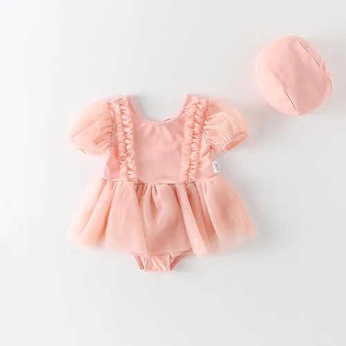 Vista 7 de Nomi&Me Traje de baño para niña pequeña, traje de baño de una pieza, vestido de tutú de sirena de princesa, falda de natación