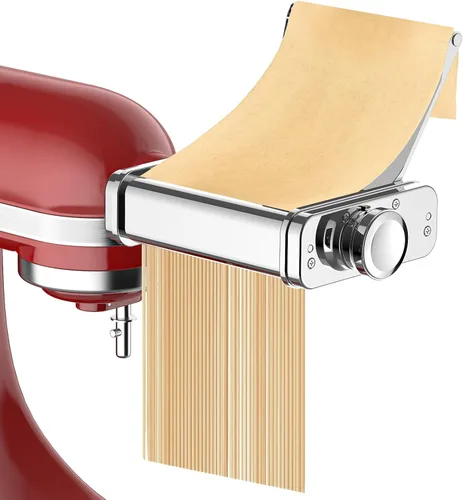 Vista 7 de Accesorio de pasta para KitchenAid, 3 piezas para hacer pasta con plato desmontable Accesorio para pasta de plata metálica