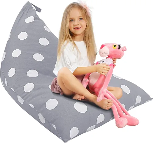 Vista 15 de Aubliss - Sillón puf para almacenamiento de animales de peluche, adecuado para niños, niñas y adultos, sólo incluye la funda de puf, con cremallera