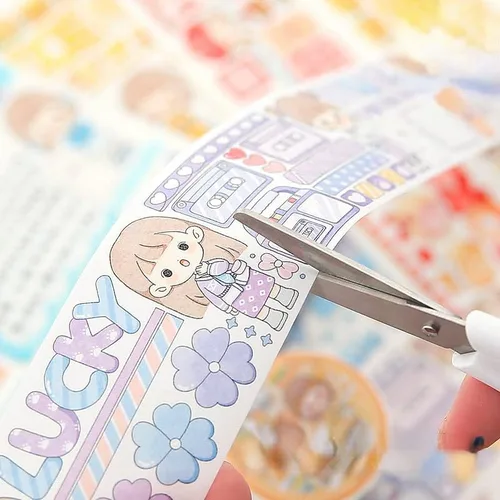 Vista 5 de Juego de cintas kawaii washi, lindas calcomanías decorativas japonesas para diario, álbumes de recortes, manualidades para niños, suministros