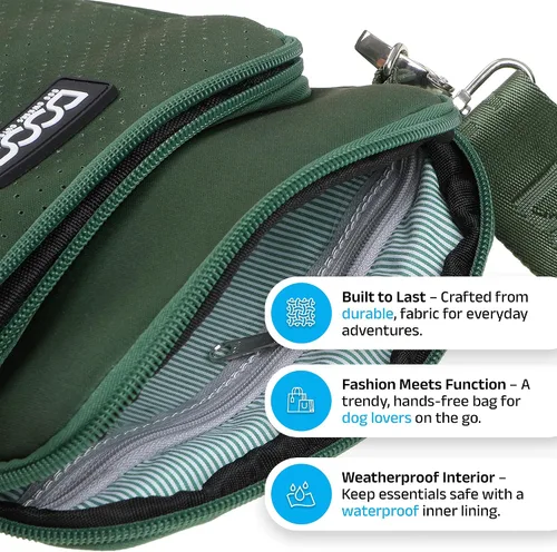 Vista 2 de Bolso DOOG Walkie - Bolsa de golosinas para perros ajustable con compartimentos para bolsas de excrementos y botellas de agua - Ajuste cómodo