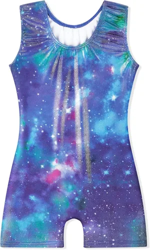 Vista 3 de EQSJIU Leotardos de gimnasia para niñas y niños mosaico sirena mariposa estrellas leopardo galaxia teñido anudado cosmos leopardo