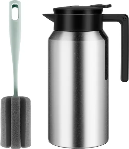 Vista 8 de ShineMe Jarra térmica de café, jarra de café de acero inoxidable de 40 onzas (1.2 L) para mantener líquidos calientes, tamaño de viaje, jarras