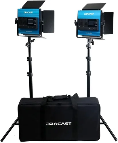 Vista 8 de Dracast X Series Bicolor LED500 Kit – 2 unidades incluye luces de panel, soportes, puertas de granero, estuche de viaje Control de aplicación