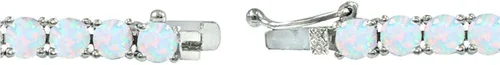 Vista 5 de B. BRILLIANT Sterling Silver 4mm Round-cut Genuine, Created or Simulated Gemstone Tennis Bracelet for Women