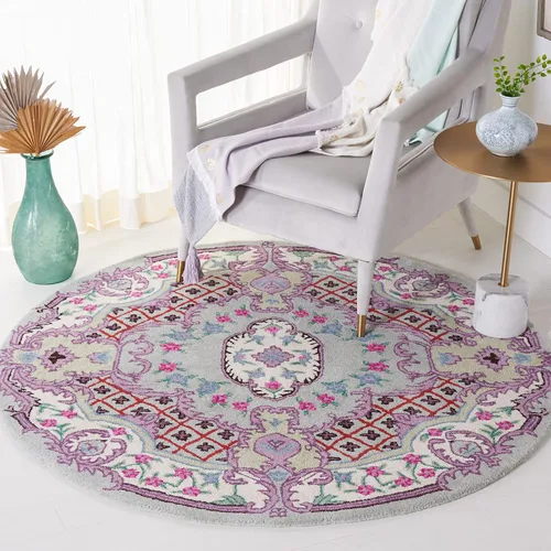Vista 27 de SAFAVIEH Bellagio Collection - Alfombra decorativa de 2 x 3 pies, azul y rosa, hecha a mano de lana de medallón, ideal para zonas de alto tráfico