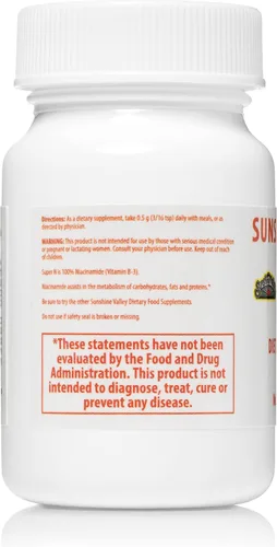 Vista 3 de Sunshine Valley Super N Niacinamida en polvo (1 onza) – Suplemento dietético de niacina vitamina B3 para energía, digestión, piel antienvejecimiento