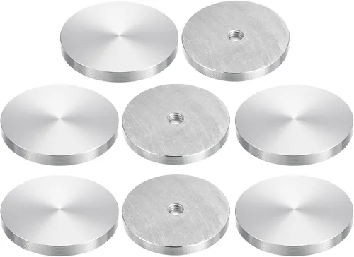 Vista 54 de uxcell M6 Rosca 0.787 in de diámetro de forma redonda de aluminio disco hardware 1pcs, aluminio círculo disco vidrio adaptador superior para mesa