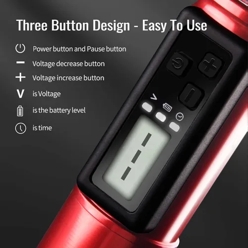 Vista 6 de Dragoart Archer Pistola de tatuaje inalámbrica Máquina de tatuaje inalámbrica 1,500 mAh, motor sin núcleo, pantalla LCD, profundidad de aguja de 0 a