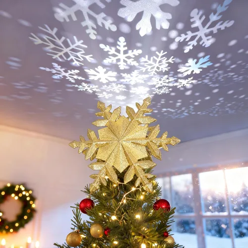 Vista 13 de Proyector de Adorno para Árbol de Navidad 2025 Actualizado con Luz LED Rotativa Brillante y Cobertura Amplia, Ajuste Universal para Árboles