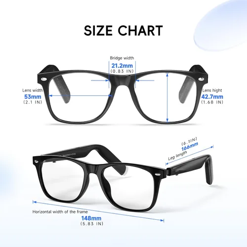 Vista 7 de GetD Gafas AI, gafas inteligentes impulsadas por ChatGPT, traducción de IA Lente fotocromática negra + gris