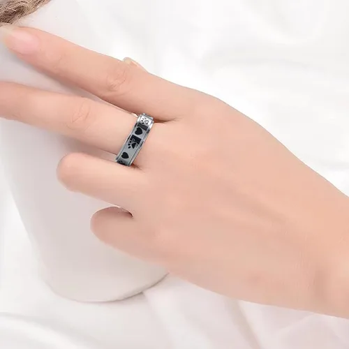 Vista 10 de LYTTMAB Keep Pawstive - Anillo de ansiedad para mujer, anillo giratorio con estampado de pata de perro y gato, anillo para ansiedad para mujer