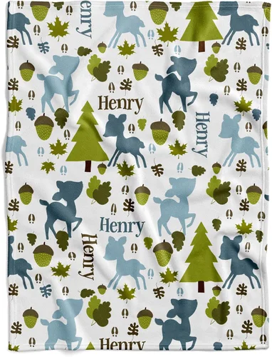 Vista 20 de Manta personalizada de ciervo alpino para bebé, manta personalizada para el cuarto de bebé, manta de vellón suave para la vida silvestre, ropa