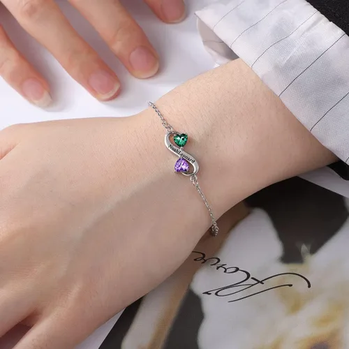 Vista 2 de DayOfShe - Pulsera de barra de nombre personalizada de acero inoxidable, grabado a medida, para parejas