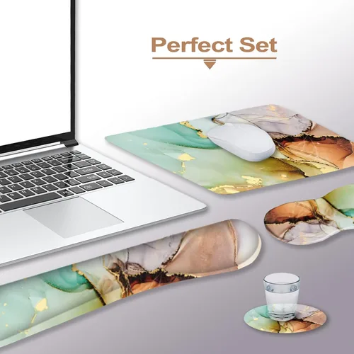 Vista 4 de ArtSo - Reposamuñecas ergonómico, almohadilla para el mouse, soporte para la muñeca al usar el teclado y posavasos, almohadilla de espuma