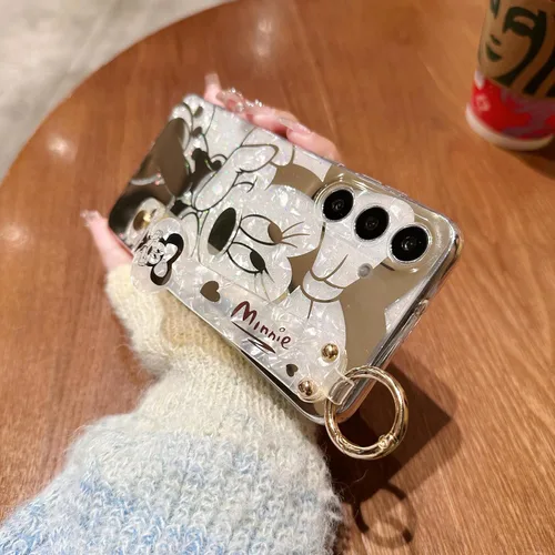 Vista 5 de para Galaxy A05s Funda con Correa para Muñeca y Soporte de Patada, Cubierta Ultra Delgada con Patrón de Animales IMD, Protección a Prueba de Golpes