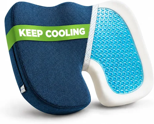 Vista 8 de DR.DREAM Cojín de asiento para sentarse de forma prolongada, cojín de espuma viscoelástica de gel refrescante, espalda, ciática, coxis, alivio
