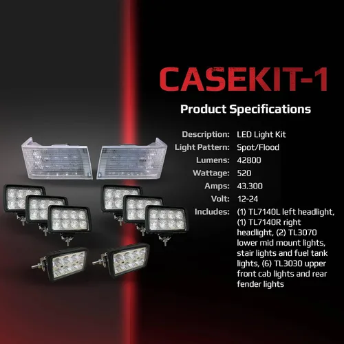 Vista 3 de TIGERLIGHTS CaseKit-1 Kit completo de luces LED de 12 V compatible con/repuesto para Case/IH 7110, 7120, 7130, 7140, 7150, 7210, 7220, 7230, 7240