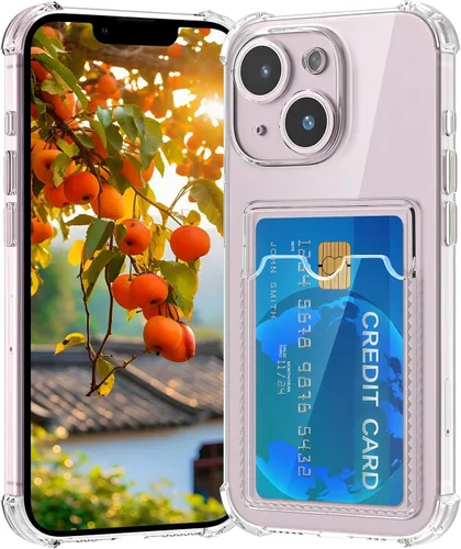 Vista 15 de Funda compatible con iPhone 13 con tarjetero, funda tipo cartera, transparente, delgada, suave, protectora a prueba de golpes, antiarañazos, funda
