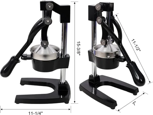Vista 9 de Exprimidor de cítricos de hierro fundido, prensa manual extra grande de grado comercial, exprimidor de encimera resistente para jugo de naranja