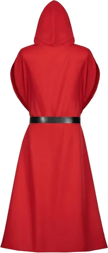 Vista 4 de Disfraz renacentista de caballero con capucha, capa de guerra, medieval, elegante, elegante, para cosplay, cinturón, conjunto de accesorios