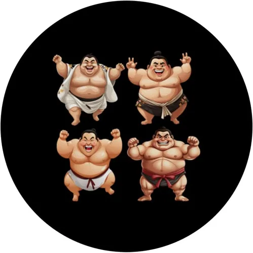 Vista 3 de Divertido luchador de sumo gordo 4 luchadores de sumo PopSockets estándar PopGrip