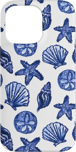 Vista 21 de Funda azul para iPhone 16, diseño de conchas marinas náuticas para nieta costera