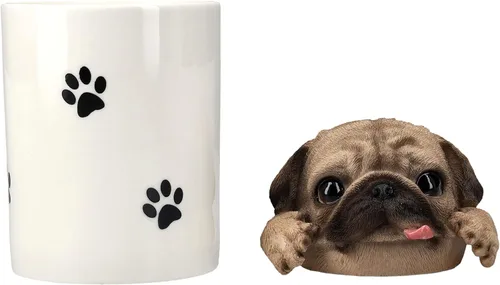 Vista 5 de Pacific Giftware Figura de Pug como caja de golosinas, almacenamiento para aperitivos y recompensas para perros, decoración de figuras