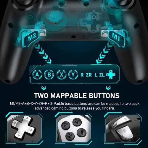 Vista 2 de Controladores de interruptor, controlador inalámbrico Switch Pro compatible con Nintendo SwitchLiteOLED, repuesto para controlador Nintendo Switch