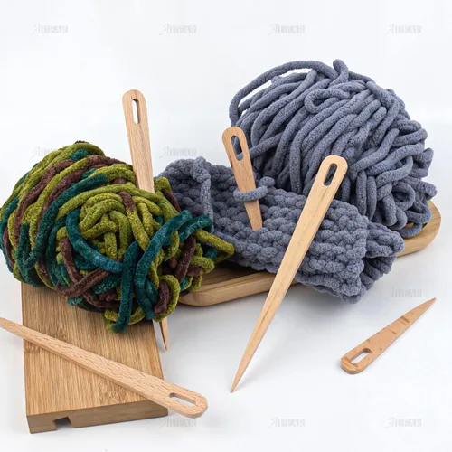 Vista 5 de AUEAR, Paquete de 5 agujas de ganchillo para tejer de madera, telar de mano, tapiz de costura, herramientas de manualidades
