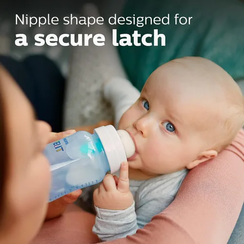 Vista 5 de Philips AVENT - Biberón anticólicos con ventilación AirFree, 266 mililitros, con tetinas de flujo 2, 1m+, 4 unidades, azul, SCY703/24 For Ages 1