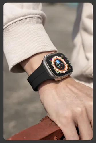 Vista 5 de Banda magnética compatible con Apple Watch de 38mm 40mm 41mm 42mm 44mm 45mm 46mm 49mm, mujeres y hombres, correa deportiva de silicona compatible