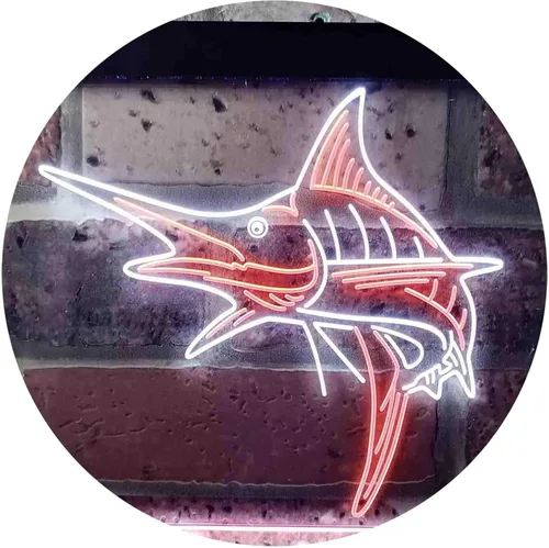 Vista 12 de ADVPRO Marlin Fish Room Man Cave Dual Color LED Neon Sign Blue & Red 12 x 8 Inches st6s32-i3723-br