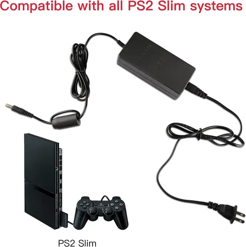 Vista 4 de Fuente de alimentación para PS2 adaptador de CA cable de carga para consola Sony Playstation 2 PS2 Slim AC 70000