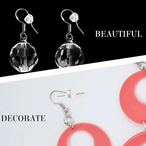 Vista 6 de EXCEART 100 piezas de aretes de silicona con forma de corazón, repuesto en forma de corazón, tapón trasero de goma para aretes
