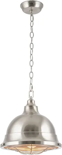 Vista 6 de Kira Home Liberty - Lámpara colgante industrial moderna de 13 pulgadas + pantalla de jaula de metal, altura colgante ajustable, acabado de níquel