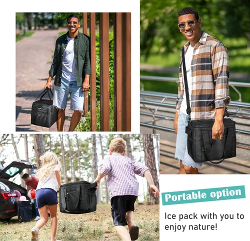Vista 6 de Tirrinia Bolsa térmica grande aislada – Caja térmica a prueba de fugas para exteriores para mujeres y hombres – Bolsa de congelador portátil