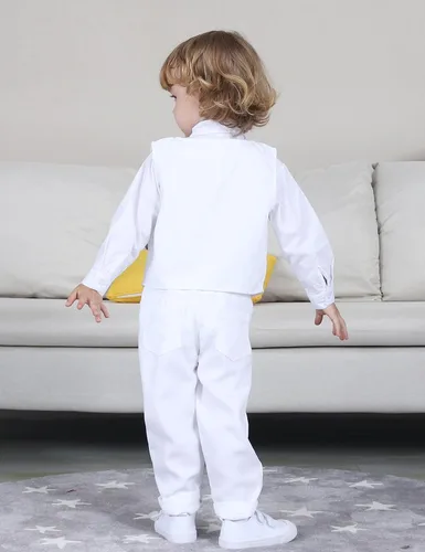Vista 60 de A&J DESIGN Conjunto de traje de caballero para niños pequeños, 3 piezas, camisas, chaleco y pantalones