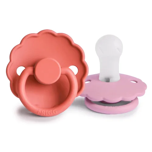 Vista 28 de FRIGG Daisy SilkySoft Chupete de Silicona para Bebé Fabricado en Dinamarca Sin BPA (Rosa Bebé/Lila Suave, 0-6 Meses)