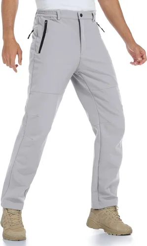 Vista 2 de GAXIDES Mens Snow Ski Waterproof Insulated Softshell Snowboard Pants Outdoor Hiking Fleece Lined