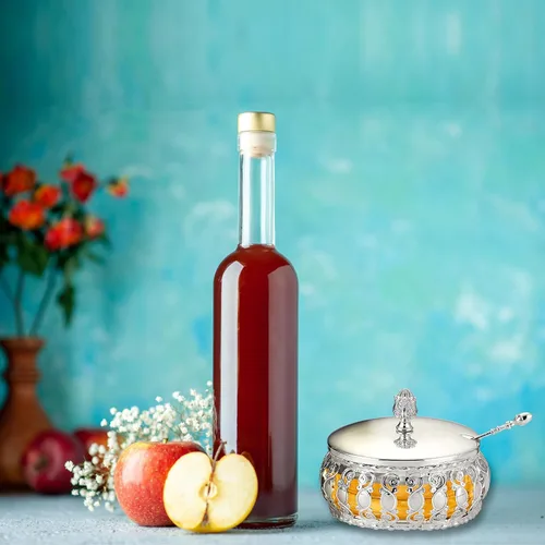 Vista 6 de Rosh Hashanah - Juego de platos de manzana y miel plateados, regalos de fiesta de anfitriona judía de Año Nuevo, accesorios de cocina, regalos