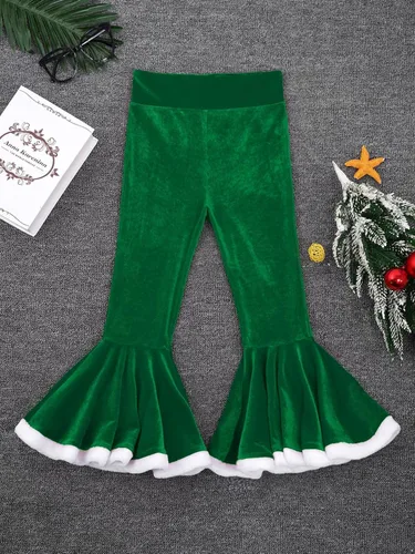 Vista 4 de Hansber Leggings de sirena metálica con cola de pez para niñas, pantalones acampanados para cumpleaños, festivales, fiestas de Navidad